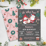 Oh What Fun Pink Black Christmas Birthday Party Invitation<br><div class="desc">Oh What Fun Pink Black Christmas Birthday Party Invitation</div>