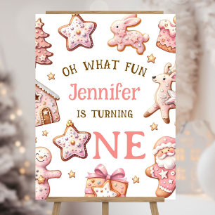 Oh What Fun Pink Christmas 1st Birthday Welcome Foam Board