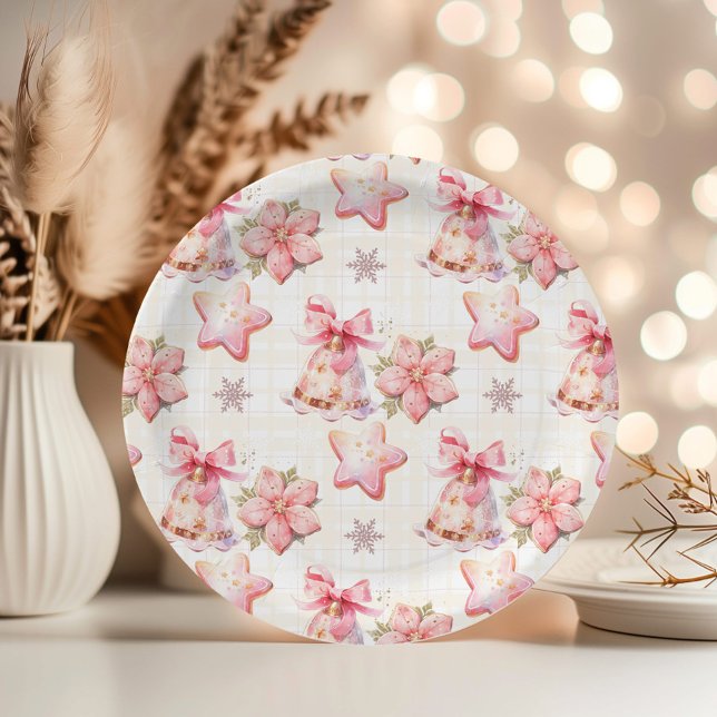 Oh what Fun pink Christmas cookie birthday party Paper Plates (Creator Uploaded)