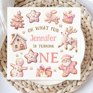 Oh What Fun Pink Cookies Christmas 1st Birthday  Napkins