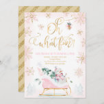 Oh What Fun Pink & Gold Winter Sleigh Birthday Invitation<br><div class="desc">Oh What Fun Pink & Gold Winter Sleigh Birthday Invitation</div>