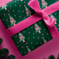 Pink and green christmas wrapping paper discount
