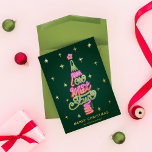 Oh What Fun Pink & Green Neon Sign Christmas Tree Foil Holiday Card<br><div class="desc">Light up the season with our fun and merry and bright neon Christmas photo card. The design features colorful neon typography "Oh What Fun" in bright neon pink and green to create a Christmas tree. Accented with elegant gold foil accents to make this card pop! Customize with a holiday greeting,...</div>
