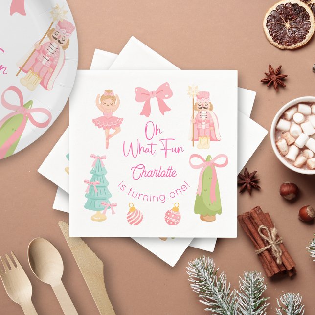 Oh What Fun Pink Nutcracker Birthday Napkins (Creator Uploaded)