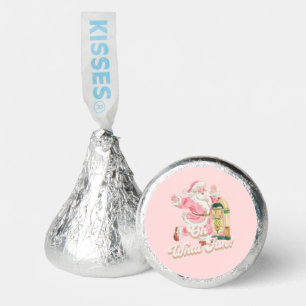 Oh what Fun-Pink Retro Santa Claus Themed Birthday Hershey®'s Kisses®