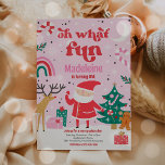 Oh What Fun Pink Santa Christmas Birthday Party Invitation<br><div class="desc">Oh What Fun Pink Santa Christmas Birthday Party Invitation</div>