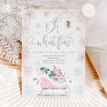Oh What Fun Pink & Silver Winter Sleigh Birthday Invitation<br><div class="desc">Oh What Fun Pink & Silver Winter Sleigh Birthday Invitation</div>