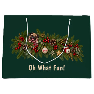 Oh What Fun Pug Christmas Gift Bag