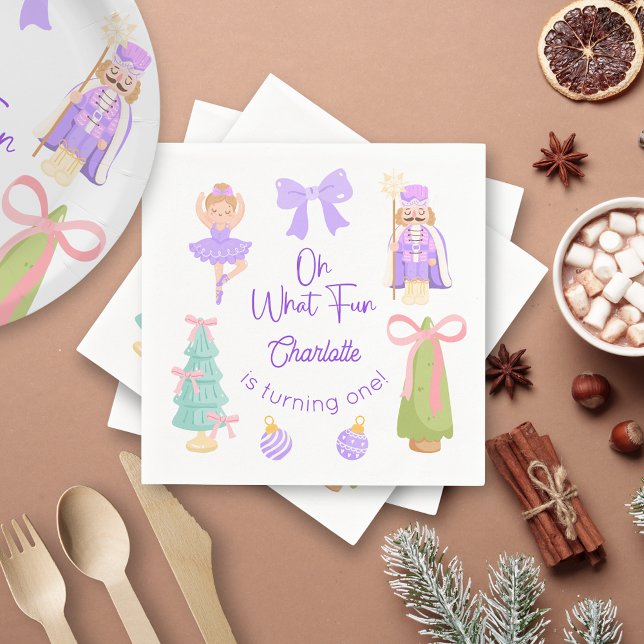 Oh What Fun Purple Nutcracker Birthday Napkins (Creator Uploaded)