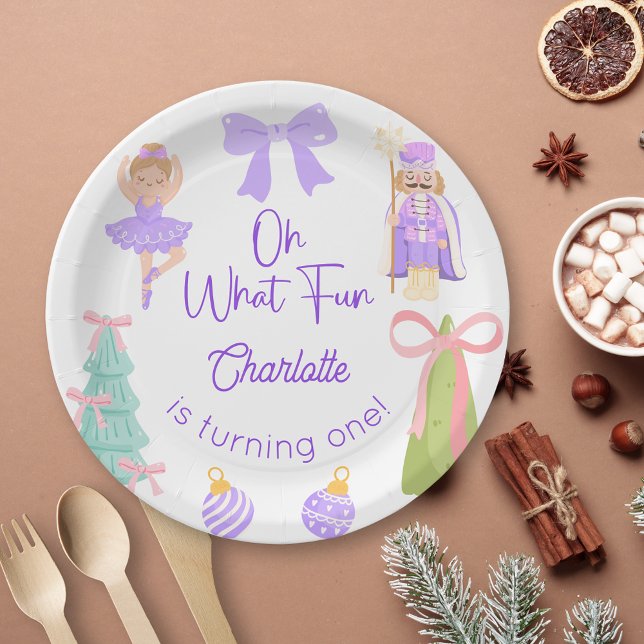 Oh What Fun Purple Nutcracker Birthday Paper Plates (Creator Uploaded)