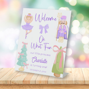 Oh What Fun Purple Nutcracker Birthday Welcome Pedestal Sign