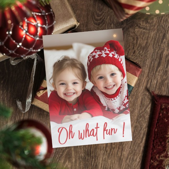 Oh What Fun Red Christmas Card | Festive Holiday  (Creator Uploaded)