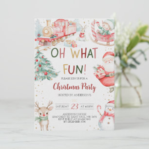 Oh What Fun Red Christmas Party Invitation