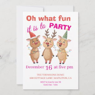Oh what fun reindeers holidays party  invitation