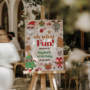 Oh What Fun Retro Christmas First Birthday Foam Board