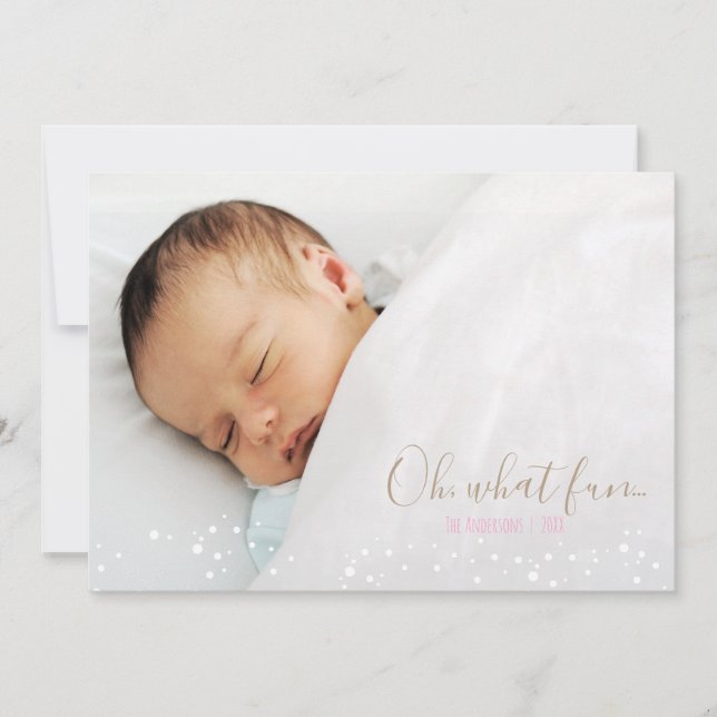 Oh What Fun Retro Christmas Tree Photo Card (Front)