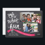 Oh What Fun Ribbon Holiday Photo Card<br><div class="desc">Hand illustrated type and ribbon to accent your fun holiday family photos. Fun washi tape stripes to stick your photos onto the chalkboard background. Add more photos on the back with even more personalized messaging. Message me for additional colors and products. pinkhippoprints@gmail.com</div>