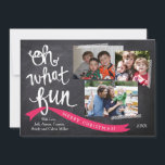 Oh What Fun Ribbon Holiday Photo Card<br><div class="desc">Hand illustrated type and ribbon to accent your fun holiday family photos. Fun washi tape stripes to stick your photos onto the chalkboard background. Add more photos on the back with even more personalized messaging. Message me for additional colors and products. pinkhippoprints@gmail.com</div>
