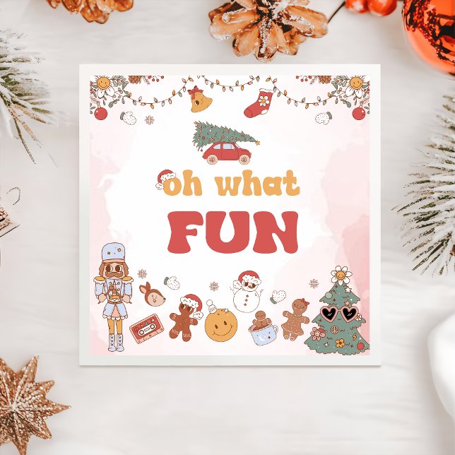 Oh What Fun Santa Christmas Birthday Napkins (Creator Uploaded)