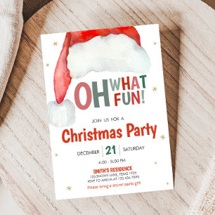Oh What Fun Santa Christmas Party Invitation