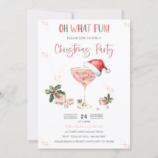 Oh What Fun Santa Hat Christmas Party Invitation