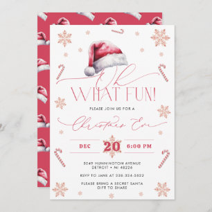 Oh What Fun Santa Hat Holiday Christmas Eve Party Invitation