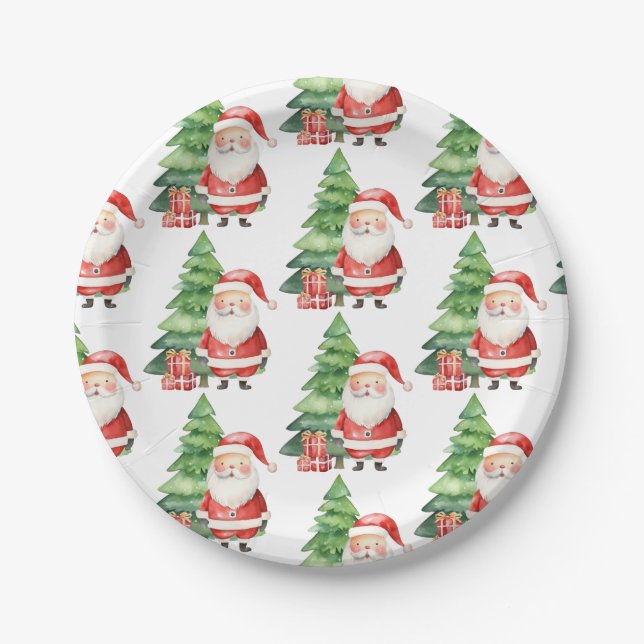 Oh What Fun Santa Holiday Party Paper Plates (Front)