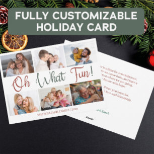 Oh What Fun Script Holiday Photo Collage Card