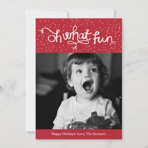 Oh What Fun Scripty Holiday Photo Card _ Red