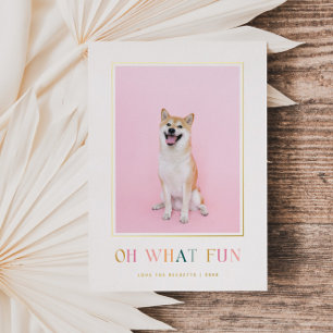 Oh What Fun Simple Colorful Christmas Photo Foil Holiday Card