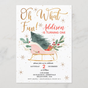 Oh What Fun Sleigh Birthday Invitation