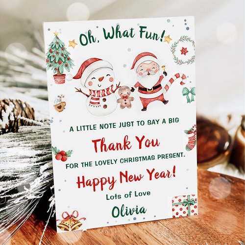 Oh What Fun Snow Christmas Party Photo Thank You  Invitation