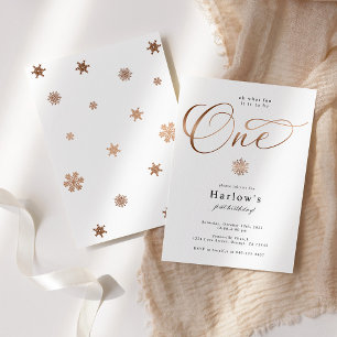 Oh what Fun Snowflake 1st Birthday Invitation