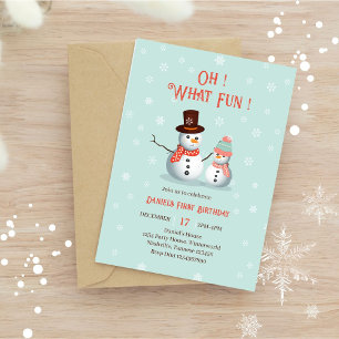 Oh What Fun Snowman Birthday Invitation