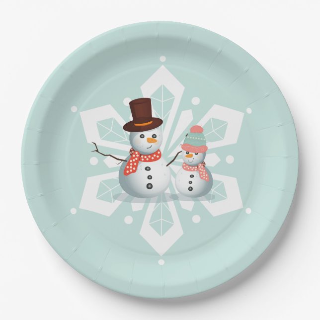 Oh What Fun Snowman Birthday  Paper Plates (Front)