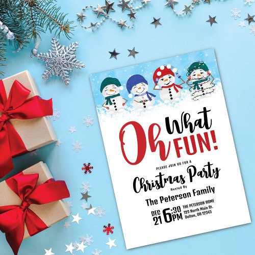 Oh What Fun Snowmen Christmas Holiday Party Invitation