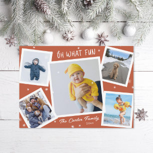 Oh What Fun Snowy Collage Photo Holiday Card