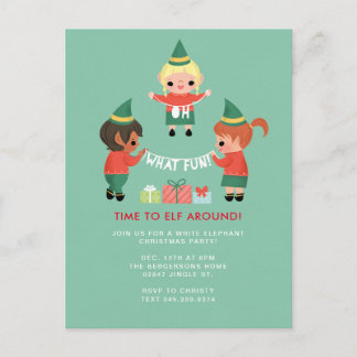 Oh What Fun! Time to Elf around. Invitation Postcard