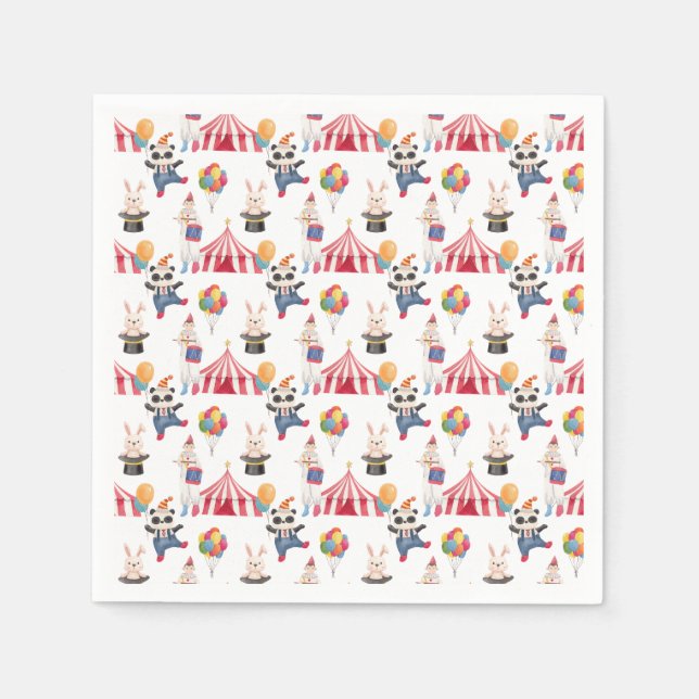 'Oh what fun to be had' Circus Theme Paper Plate Napkins (Front)