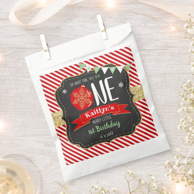 Oh What Fun To Be One! Christmas 1st Birthday Favor Bag (Clipped)