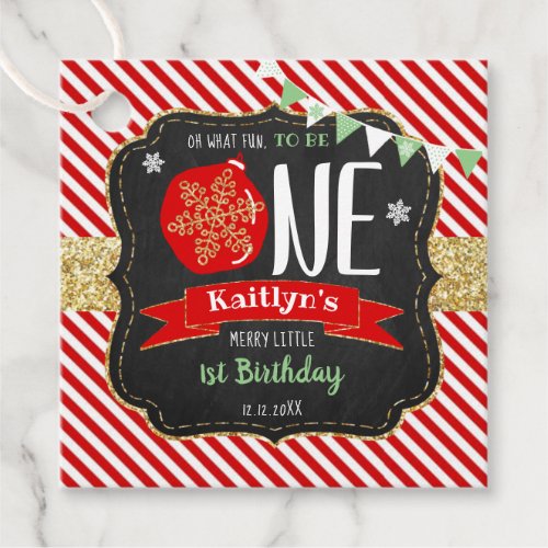 Oh What Fun To Be One Christmas 1st Birthday Favor Tags