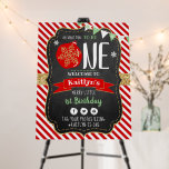 Oh What Fun To Be One! Christmas 1st Birthday Foam Board<br><div class="desc">Bring some fun and excitement to your party with this trendy welcome sign. The design is easy to personalize with your special event wording and your guests will be thrilled when they see this fabulous welcome sign. Matching party items can be found in the collection.</div>
