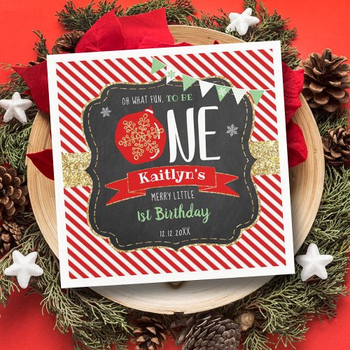 Oh What Fun To Be One Christmas 1st Birthday Napkins