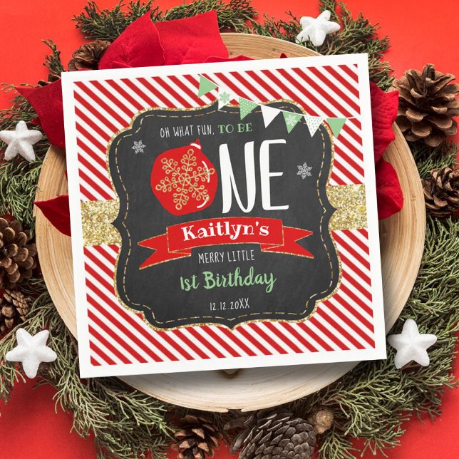 Oh What Fun To Be One! Christmas 1st Birthday Napkins (Creator Uploaded)