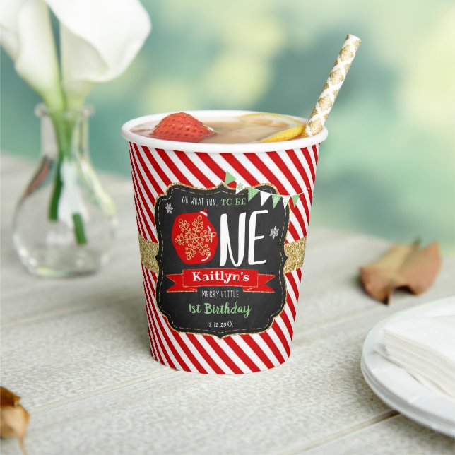 Oh What Fun To Be One! Christmas 1st Birthday Paper Cups (Insitu)