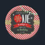 Oh What Fun To Be One! Christmas 1st Birthday Paper Plates<br><div class="desc">Celebrate in style with these trendy 1st birthday party paper plates. The design is easy to personalize with your own wording and your family and friends will be thrilled when they see these fabulous party plates.</div>