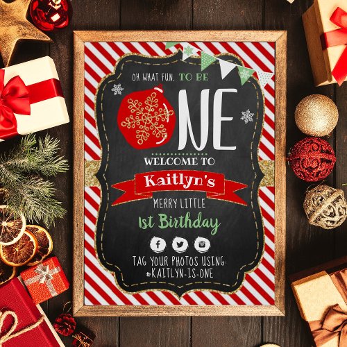 Oh What Fun To Be One Christmas 1st Birthday Poster