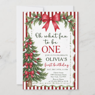 Oh What Fun To Be One Christmas Birthday Invitation