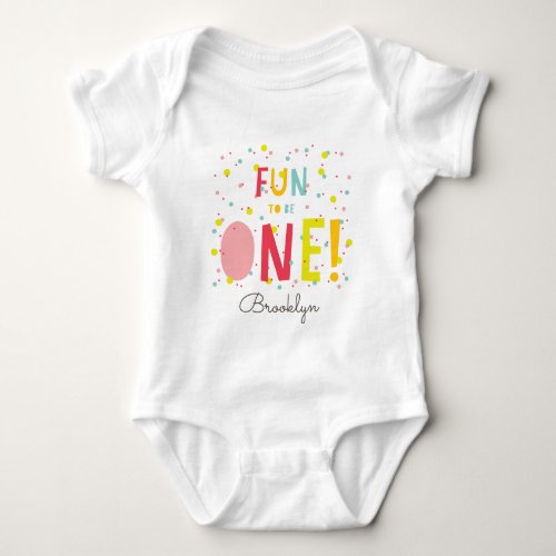 Oh What Fun To Be ONE Confetti 1st Birthday Party Baby Bodysuit