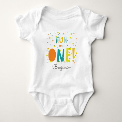 Oh What Fun To Be ONE Confetti 1st Birthday Party Baby Bodysuit